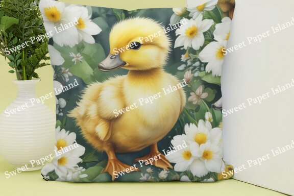 Pack Of 6 Digital Papers - Baby Ducklings In Watercolor