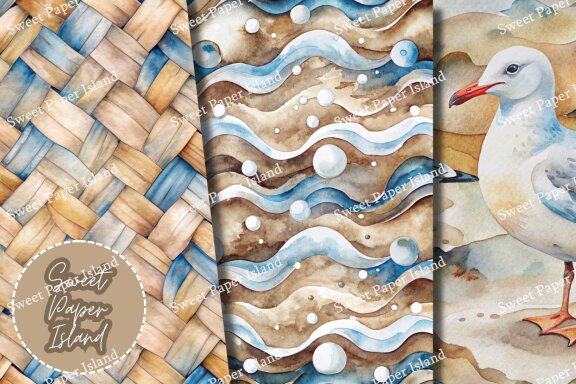 Pack Of 6 Digital Papers - Cozy Summer Spirit In Watercolor