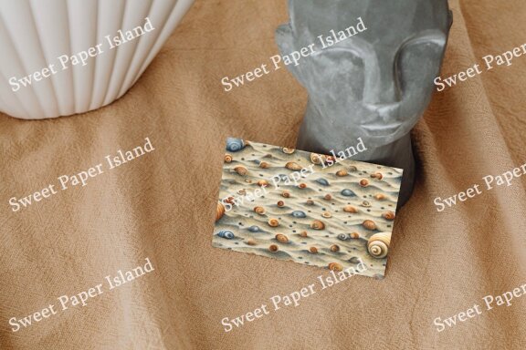 Pack Of 6 Digital Papers - Magic of Sand, Snail, and Stars in Watercolor