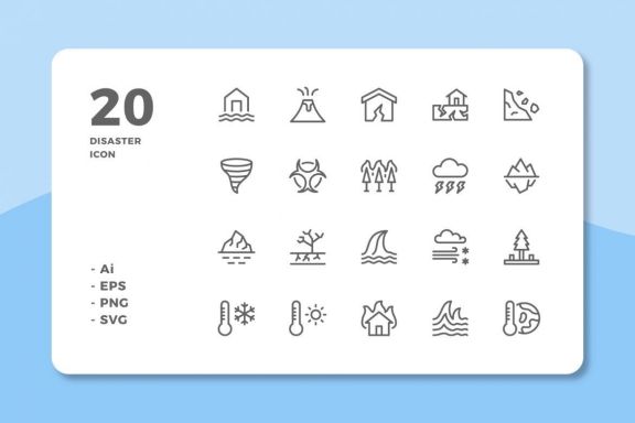 60 Disaster Icons (3 Style)