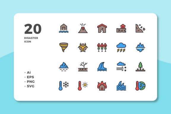 60 Disaster Icons (3 Style)