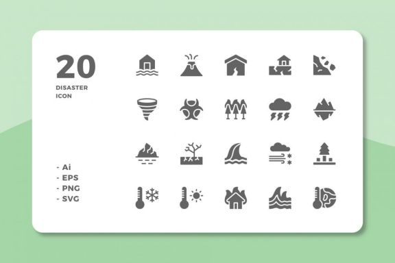 60 Disaster Icons (3 Style)