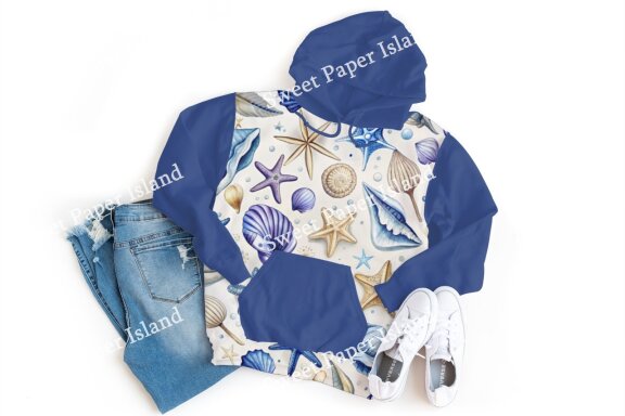 Pack Of 6 Digital Papers - Starfish Paradise In Watercolor 