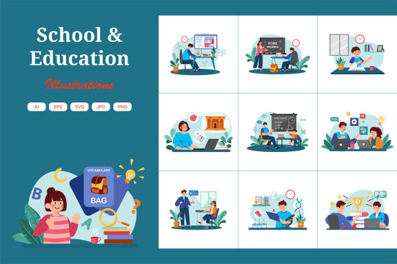 M712_School & Education Illustration Pack 1