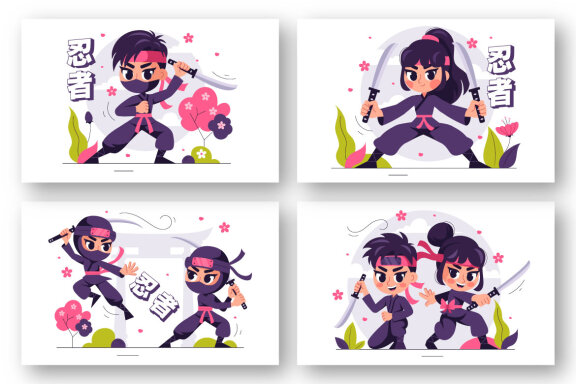 12 Ninja Shinobi Illustration