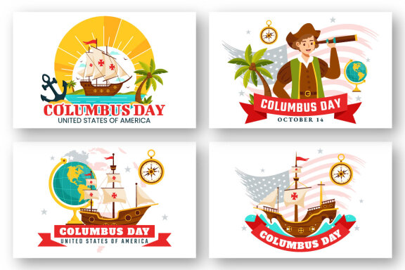 13 Happy Columbus USA Day Illustration