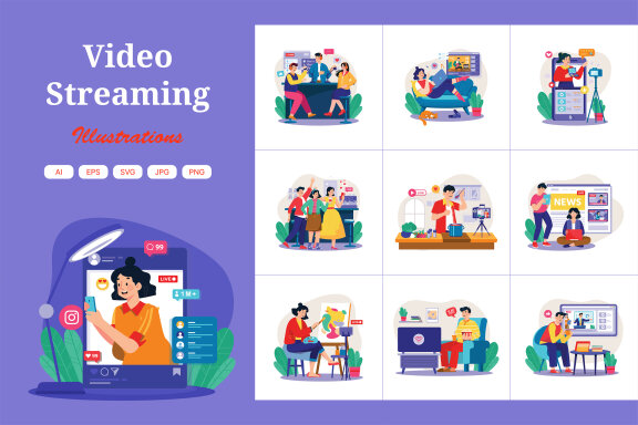 M698_Video Streaming Illustration Pack 2