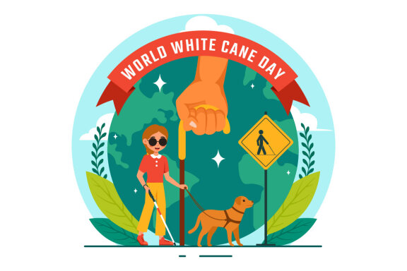 10 International White Cane Day Illustration