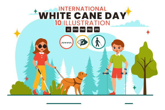 10 International White Cane Day Illustration