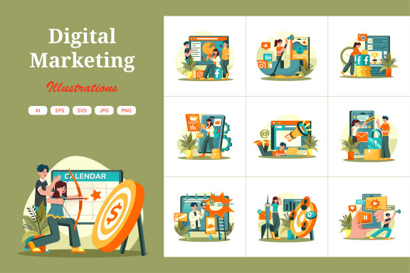 M677_Digital Marketing Illustration Pack