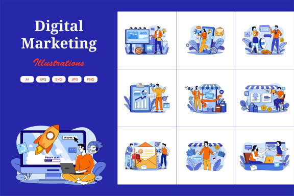 M675_Digital Marketing Illustration Pack 2