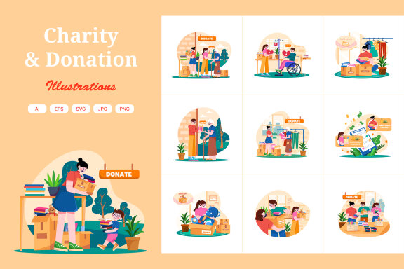 M671_Charity and Donation Illustration Pack