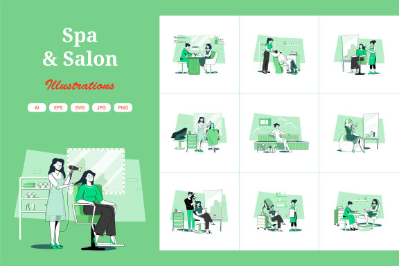M669_Beauty Salon & Spa Illustration Pack