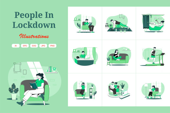 M668_Social Distancing Illustration Pack