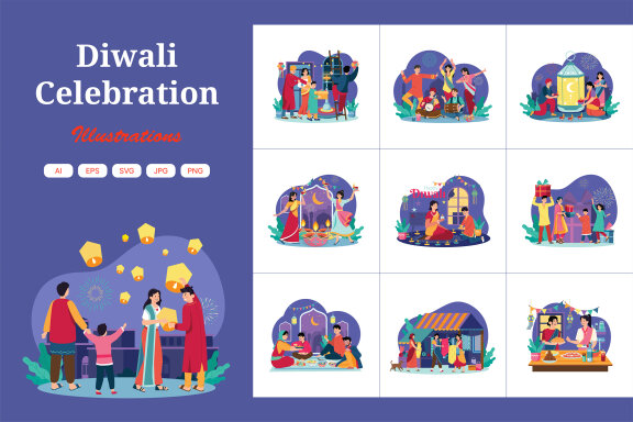 M661_Diwali Celebration Illustration Pack 