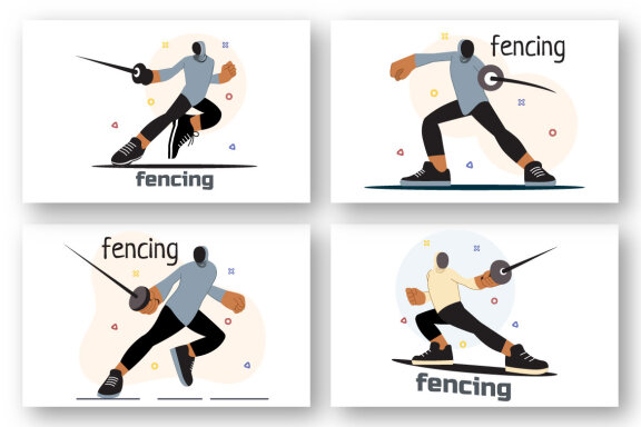 9 Fencing Player Sport Illustration