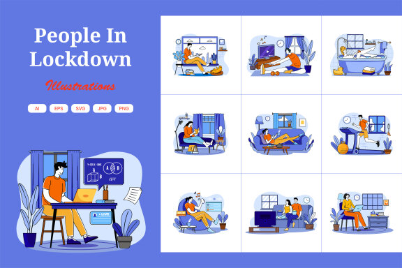 M658_People In Lockdown Illustration Pack