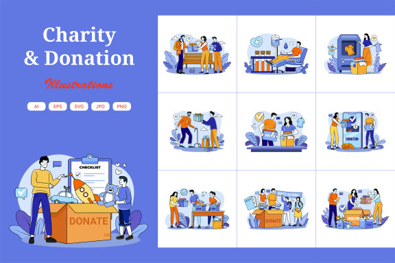 M657_Charity and Donation Illustration Pack