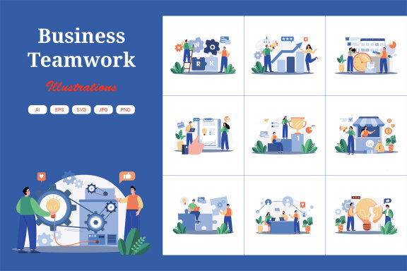 M643_Business Teamwork Illustration Pack