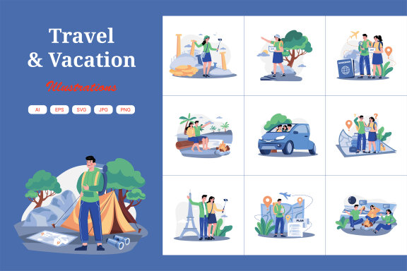 M627_Vacation Travel Illustration Pack 2