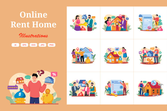 M624_Online Rent Home Illustration Pack 2