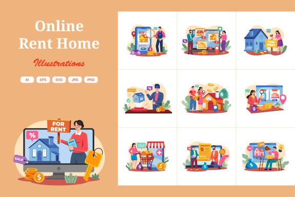 M624_Online Rent Home Illustration Pack 1