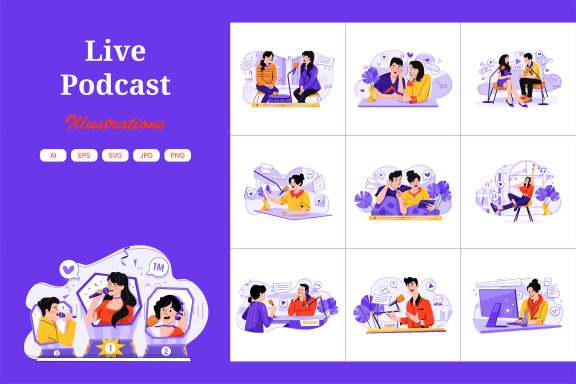 M611_Live Podcast Illustration Pack
