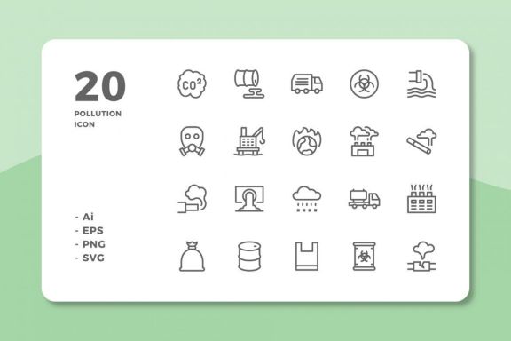 60 Pollution Icons (3 Style)