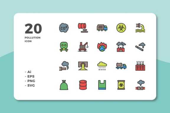 60 Pollution Icons (3 Style)