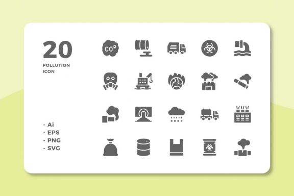 60 Pollution Icons (3 Style)