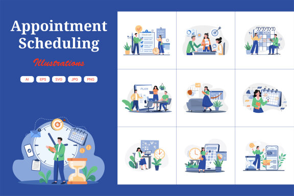 M605_Appointment Scheduling Illustration Pack
