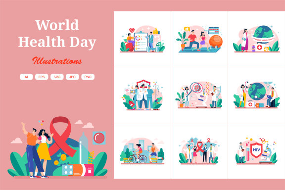 M604_World Health Day Illustration Pack