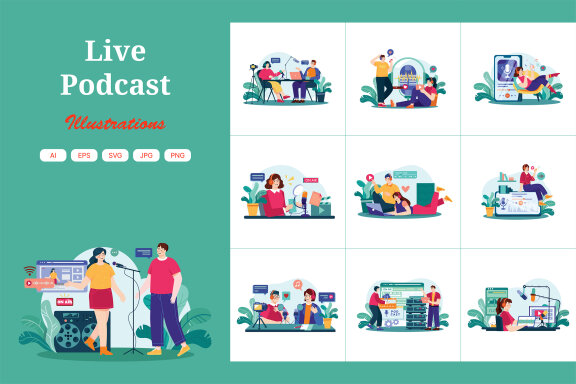 M598_Live Podcast Illustration Pack 1