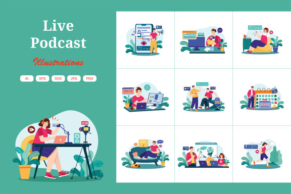 M598_Live Podcast Illustration Pack 2