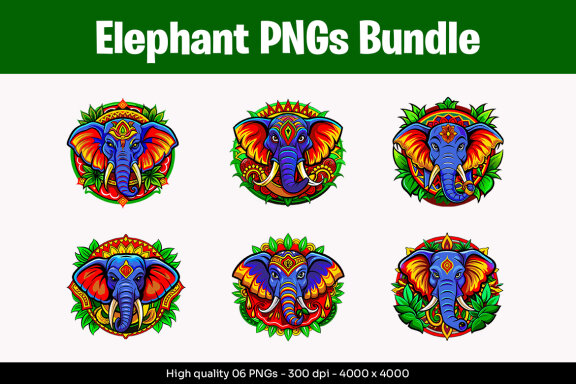 Elephant Designs PNG Bundle