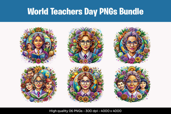 World Teachers Day Designs PNG Bundle
