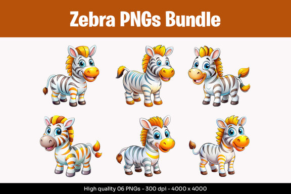Zebra Designs PNG Bundle
