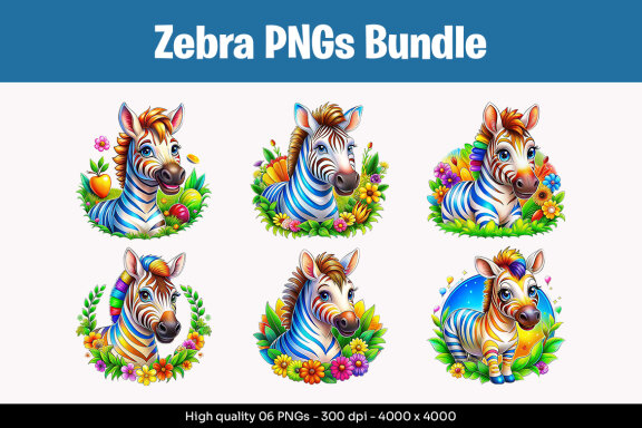 Zebra Designs PNG Bundle