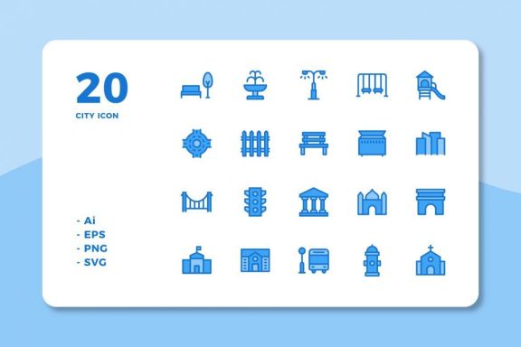 60 City Icons (3 Style)