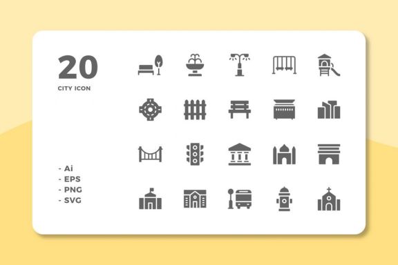 60 City Icons (3 Style)