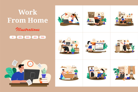 M575_Work from home Illustration Pack