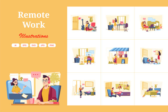 M560_Remote Work Illustration Pack
