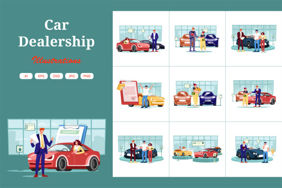M555_Car Dealership Illustration Pack
