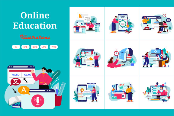 M551_Online Education Illustration Pack 2
