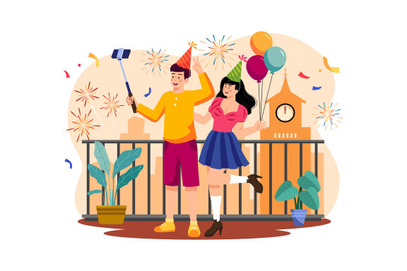 M549_New year’s Eve Illustration Pack