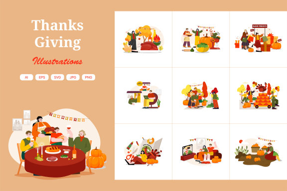 M517_ Thanksgiving Day Illustration Pack