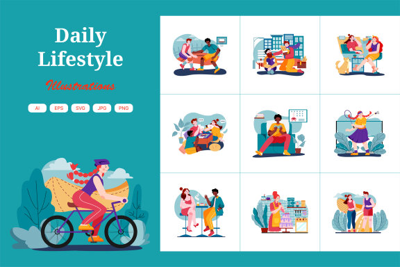 M507_Daily Lifestyle Illustration Pack
