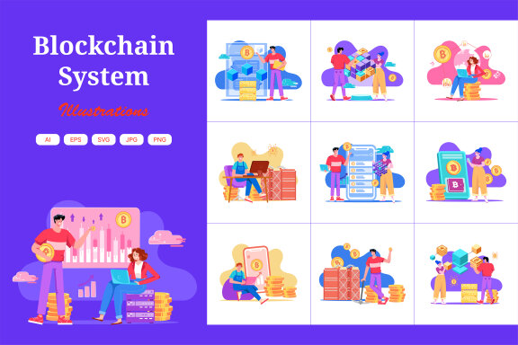 M503_Blockchain Technology Illustration Pack