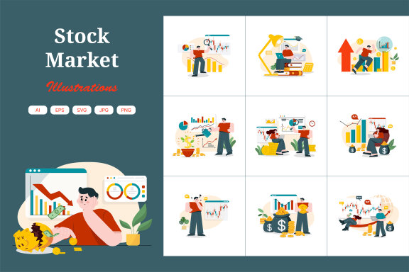 M493_Stock Market Illustration Pack