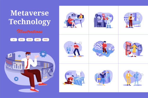 M483_Metaverse Technology Illustration Pack